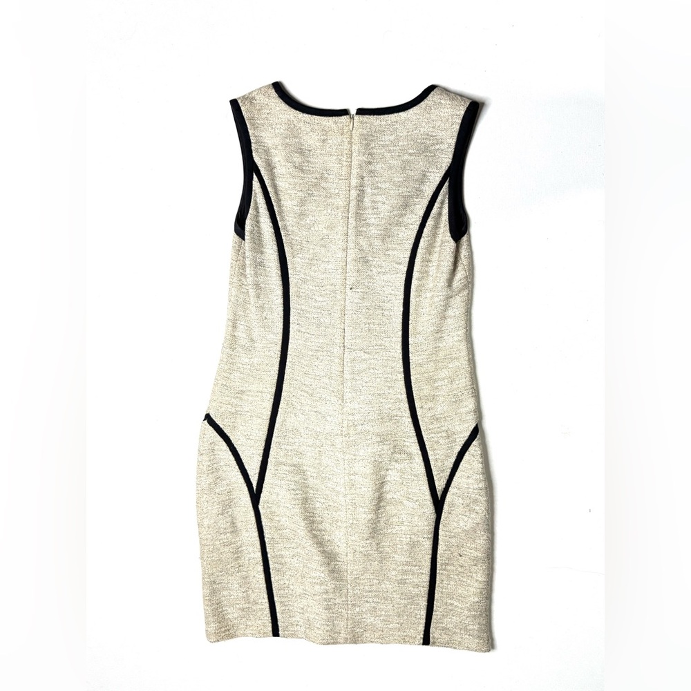 DKNY Cream & Black Trim Sleeveless Sheath Dress Size 4 - Picture 4 of 11